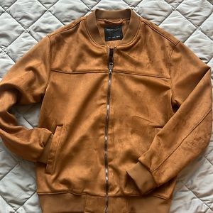 Denim & Flower Brown lightweight bomber Suede Small